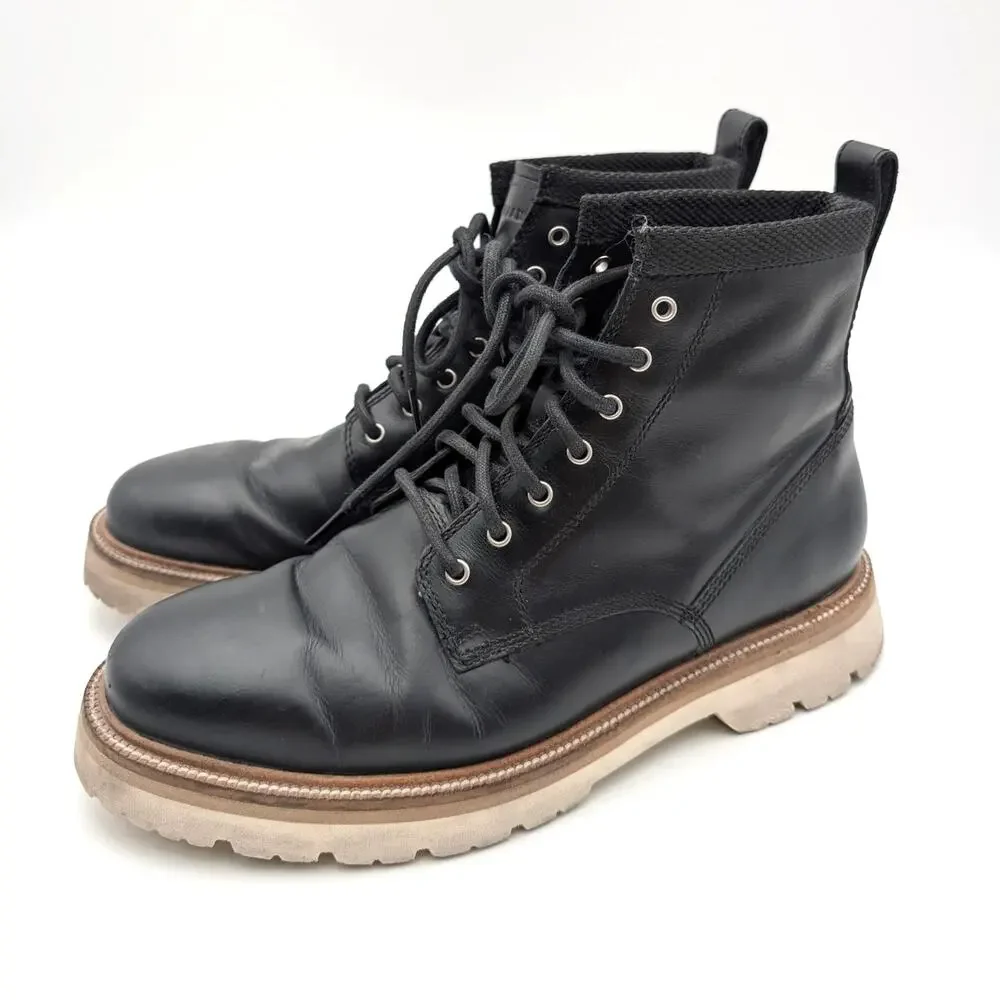 Cole Haan American Classic Waterproof Plain Toe Boot Mens Black Sz US7.5M EU40.5